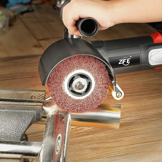 Burnishing Polishing Machine, ZFE 1200W 110V Burnishing Polishing Machine Polisher/Sander Set with 4PCS Non-woven Burnishing Wheels (80# 120# 240# 360#) for Metal and Stainless Steel Polishing
