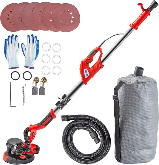 Mophorn Drywall Sander 850W Electric, Electric Sander Variable Speed 800-1750RPM, Drywall Sander Foldable Sheetrock Sander, with Telescope Handle, Vacuum Bag Drywall Sanders 6 Sand Pads