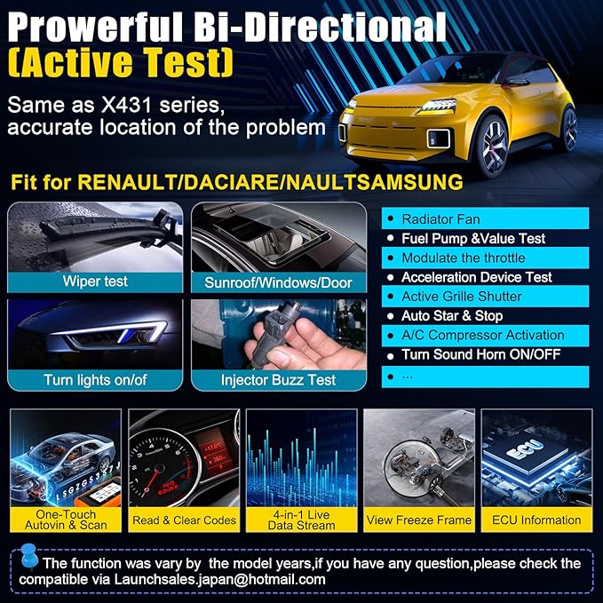 LAUNCH Creader Elite V2.0 for Renault, All System Diagnostic, Full OBD2 Code Reader, Bi-Directional Scanner, ECU Coding, Battery Registration, All Reset Service, AUTO VIN, Lifetime Free Update