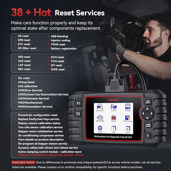 iCarsoft Bidirectional OBD2 Scanner for Land Rover/Jaguar, Full Systems in-Depth Diagnostic Scan Tool, 38 Resets/118 Graphic Data, ABS SRS Engine Transmission Code Reader -LR V3.0 (2025)