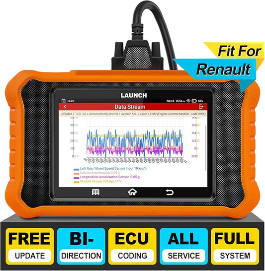 LAUNCH Creader Elite V2.0 for Renault, All System Diagnostic, Full OBD2 Code Reader, Bi-Directional Scanner, ECU Coding, Battery Registration, All Reset Service, AUTO VIN, Lifetime Free Update
