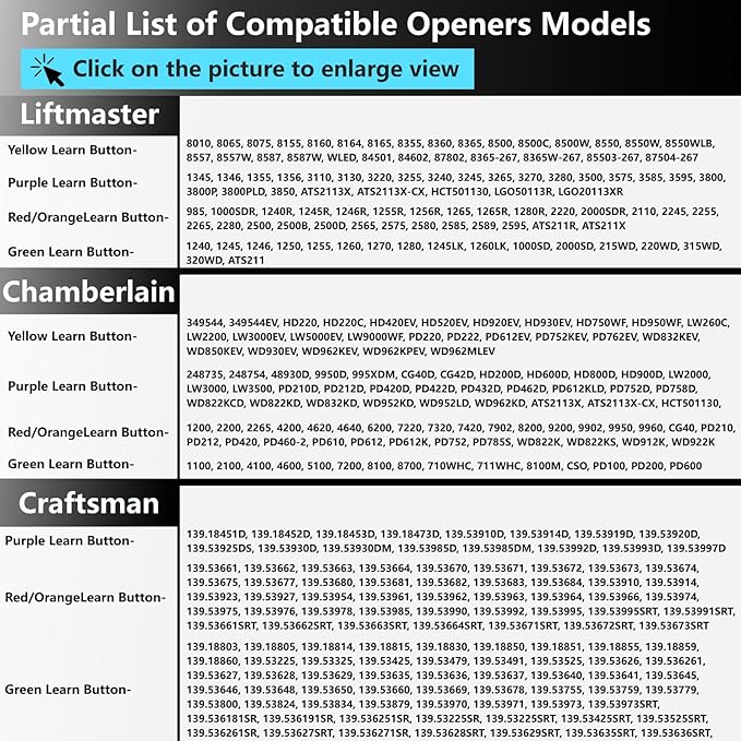 Garage Door Opener Keypad Compatible with Chamberlain LiftMaster Craftsman Garage Door Openers, Replaces 877MAX 878MAX G940EV-P2 66LM 377LM 977LM 877LM, Wireless Keyless Entry Outside Keypad Universal