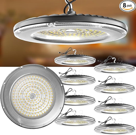 Lightdot 150W LED High Bay Light 21000LM (Eqv.600W MH/HPS) 5000K High Bay LED Light, ETL Listed Commercial Bay Lighting Energy Saving Upto 1100KW*8-8Pack