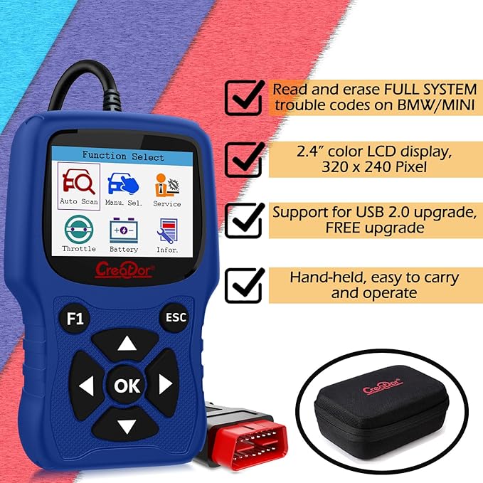 Creator C420 OBD2 Scanner Fit for BMW Mini Full Systems OBD-II Diagnostic Tool with Battery Registration Oil Reset CBS Reset ABS SRS OBD Scan Tool Code Reader [New Version Update of C110+ C310+ C410]