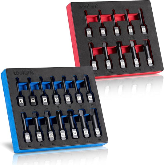 toolant 1/2" drive impact hex bit socket set 24PCS,Hex Drive, SAE/Metric, 1/4"-3/4",6mm-19mm, S2 Steel Air Drive Allen Socket set,Impact Grade