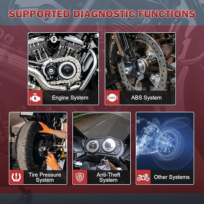 Motorcycle Diagnostic Tool,OBDII Motorcycle Fault Code Readers Scan Tools with Quick Test & Actuation Tests Motorcycle Scan Tool Compatible for Yamaha 2/3/4P Honda Kawasaki 4-6P OBDII