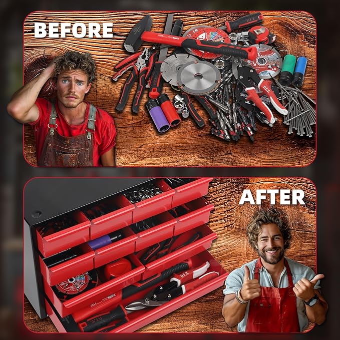 P.I.T. Organiser Stackable 11 Drawer, Metal Tool Chest, Steel Tool Box with 4 Sets of Expansion Screws for Wall Mounting.Cabinet for Tool, Screw, Nuts, Bolts Organizers and Storage