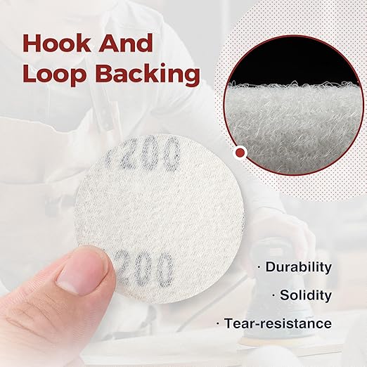 S SATC 2 Inch Hook and Loop Sanding Discs No-Hole Sandpaper 1200 Grit Orbital Sander Pads for Sanders Drill 100PCS Aluminum Oxide Sandpaper Discs for Woodworking Wood Automotive Metal