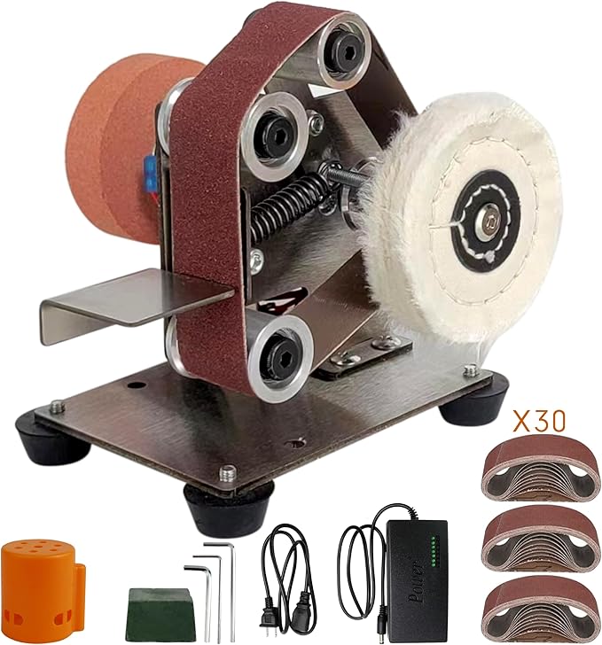 Mini Belt Sander, Electric Sander, Vertical belt sander for knife making, 7 Adjustable Speed Knife Polishing Kit, Power Belt Sanders for Woodworking, DIY (Vertical Mini Belt Sander)