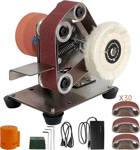 Mini Belt Sander, Electric Sander, Vertical belt sander for knife making, 7 Adjustable Speed Knife Polishing Kit, Power Belt Sanders for Woodworking, DIY (Vertical Mini Belt Sander)