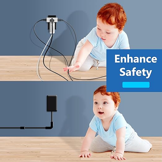 LIDER Outlet Extender with 3 Receptacles, 21W USB Type-A, and 2 USB Type-C, Ultra-Thin Wall Plate Plug with Cord Extender, 3-Outlet Power Strip, Flat-Face, Slim Design, Modern, 3ft Cord, Black