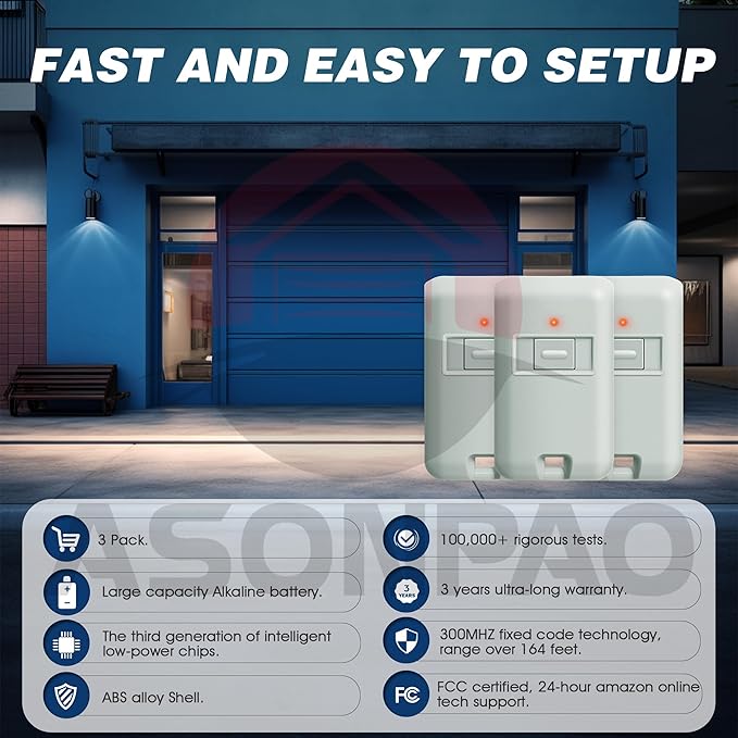3 for Multicode Gate Opener Remote 3060 3089 308911 3070 Multicode Garage Door Opener Remote 3-Year-Warranty