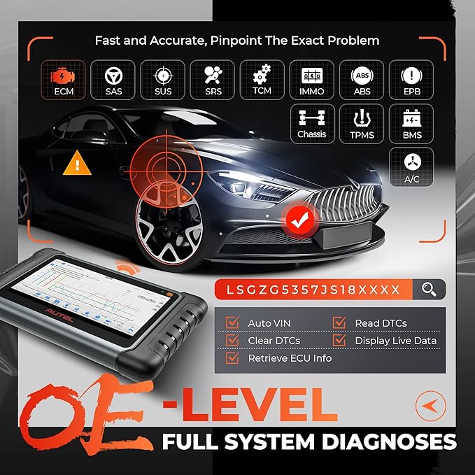Autel Scanner MaxiCOM MK808S-TS, TPMS Programming/Relearn Tool, 2023 New Ver. of MK808S / TS608, OBD2 Diagnostic Scan Tool with Complete TPMS Service, Bi-Directional Control, 28+ Service, FCA SGW