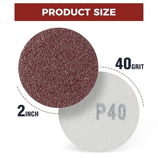 S SATC 2 Inch Hook and Loop Sanding Discs No-Hole Sandpaper 100PCS 40 Grit Orbital Sander Pads for Sanders Drill Aluminum Oxide Sandpaper Discs for Woodworking Wood Automotive Metal