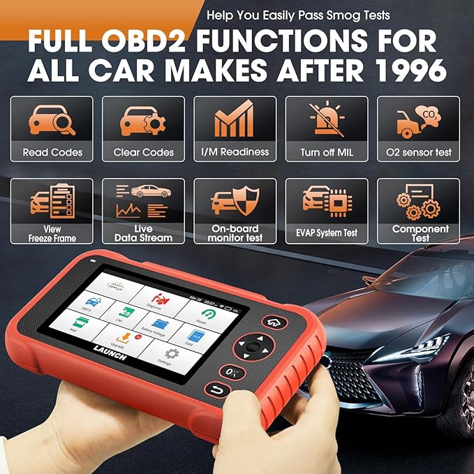 LAUNCH OBD2 Scanner CRP (Upgrade of CRP123I) Car Scanner, Engine/ABS/SRS/Transmission Diagnostic Scanner, 3 Reset Scan Tool, Check Engine Code Reader, Auto VIN,Battery Test