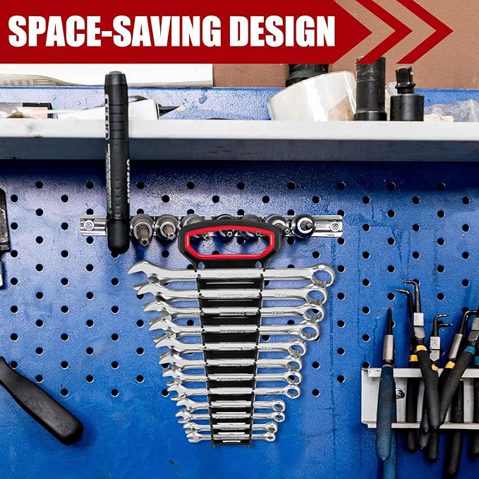 Gisafai 4 Pcs 48 Tool Gripper Wrench Organizer 5 x 11 In Plastic Wrench Rack Wrench Holder Wrench Storage with Handle Wrench Holders Organizers for Tool Box Tray for Toolbox Carrying Wall Hanging