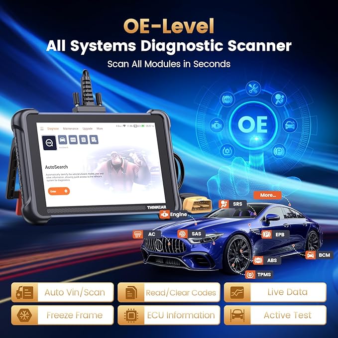 Thinkcar ThinkScan 689 OBD2 Scanner, Bidirectional Scan Tool with Lifetime Free Update, 34+ Reset, 3000+ Active Test, ECU Coding, PMI, All System Diagnostic Scanner for Car, CANFD & DOIP, FCA SGW