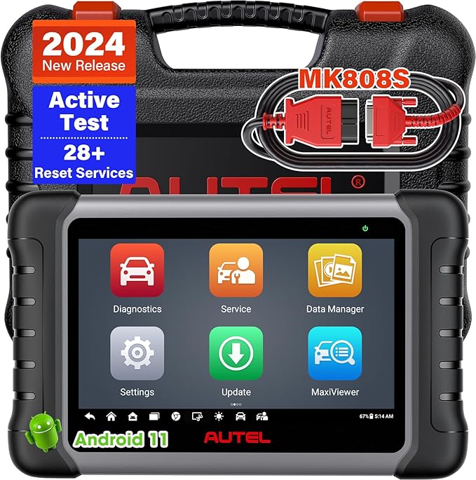 Autel Scaner MaxiCOM MK808S: 2024 Same as MX808S/MK808Z Bidirectional Scan Tool, Upgrade of MK808/MX808, 28+ Services, OE-Level All Systems Diagnostic Scanner, FCA AutoAuth Work with MV105/MV108