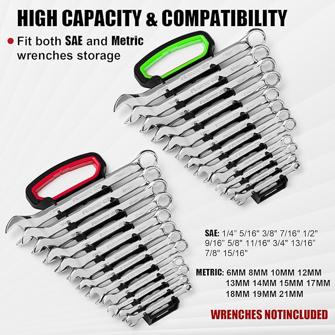 Gisafai 4 Pcs 48 Tool Gripper Wrench Organizer 5 x 11 In Plastic Wrench Rack Wrench Holder Wrench Storage with Handle Wrench Holders Organizers for Tool Box Tray for Toolbox Carrying Wall Hanging