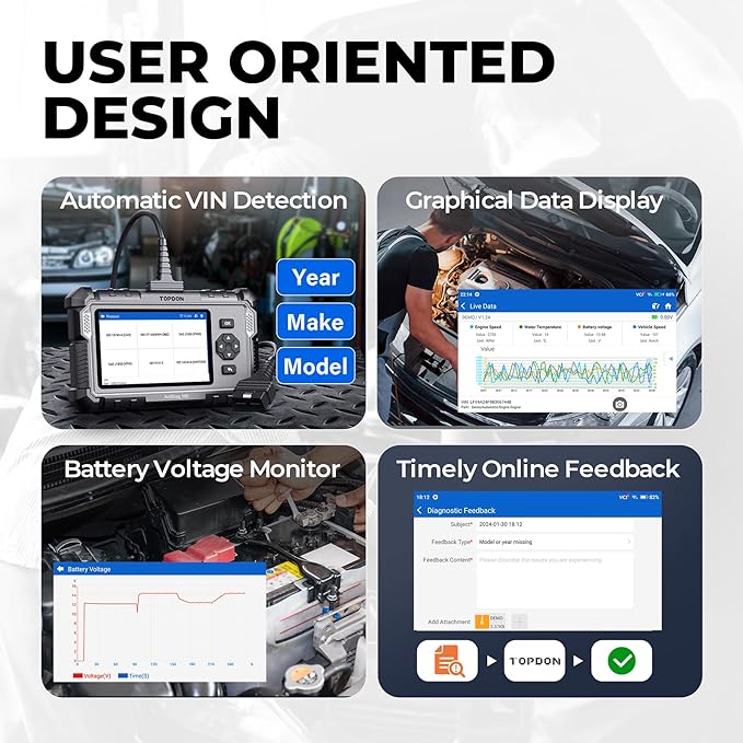 OBD2 Scanner TOPDON AD500 Oil/SAS/Throttle/TPMS/BMS/EPB Reset Engine/ABS/SRS/Transmission, Diagnostic Scan Tool, AutoVIN, Car Check Engine Code Reader with Battery Test, Lifetime Wi-Fi Free Update