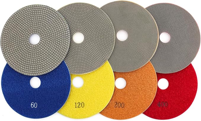 5 Inch 4 Pcs Electroplated Diamond Polishing Pads for Stone Ceramic Metals Granite Marble Grinding for Sander Grinder(Grit 60 120 200 400)