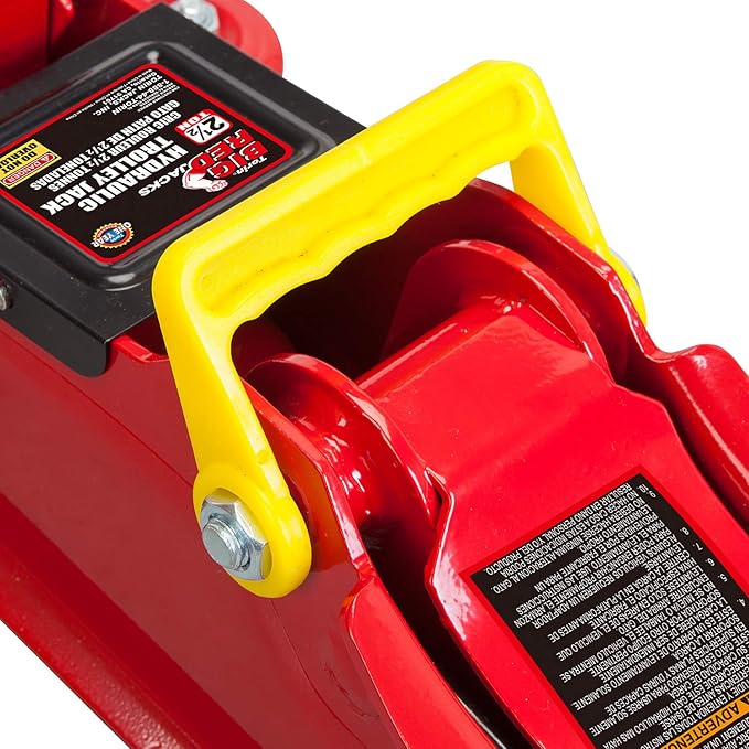 BIG RED TAM825051 Torin Hydraulic Low Profile Trolley Service/Floor Jack with Single Piston Quick Lift Pump, 2.5 Ton (5,000 lb) Capacity, Red