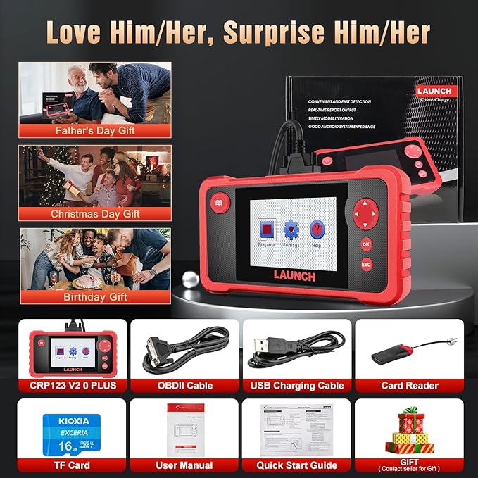 LAUNCH CRP123 V2.0 Plus Elite[2025 New Model]All System Scan Tool with 3 Reset Oil Service/Throttle Relearn/SAS Reset,OBD2 Scanner Diagnostic Tool