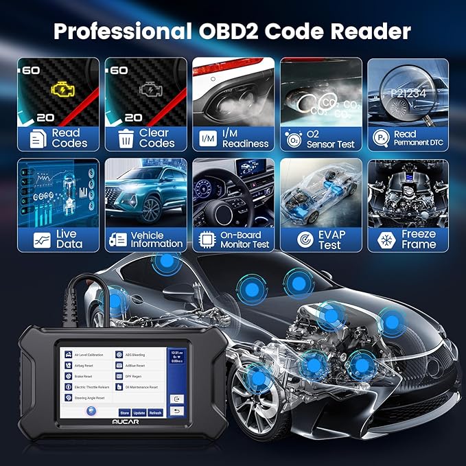 MUCAR CS90 OBD2 Scanner Diagnostic Tool, Car Scanner with 28+ Reset Services & Engine System, Scan Tool for Car, Lifetime Free Update