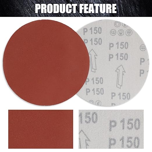 Biaungdo 30 Pcs 7-Inch Sandpapers Sand Discs Hook and Loop Grinding Polishing for Random Orbit Sander,150 Grit