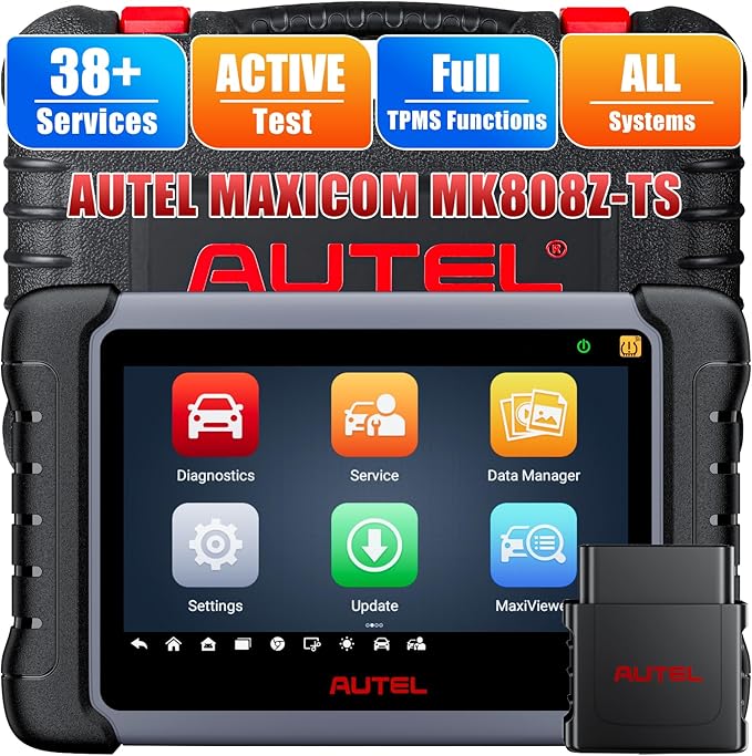 Autel Scanner MaxiCOM MK808Z-TS, Full TPMS Version of MK808S & MK808BT Pro, Bi-Directional Scanner for Car, All System OBD2 Diagnostic Tool with 38+ Services, OS 11 4+64G, Same as MK808S-TS