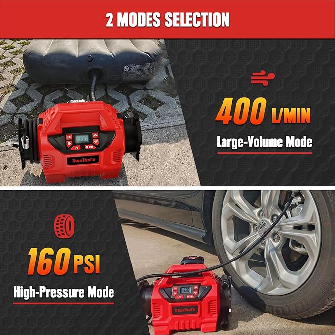 Cordless Tire Inflator Compatible with Milwaukee 18V Battery, 160 PSI High Pressure Portable Air Compressor with Digital Gauge, Auto Shut Off, LED Light For Balls, Tires, Swim Toys (Tool Only)
