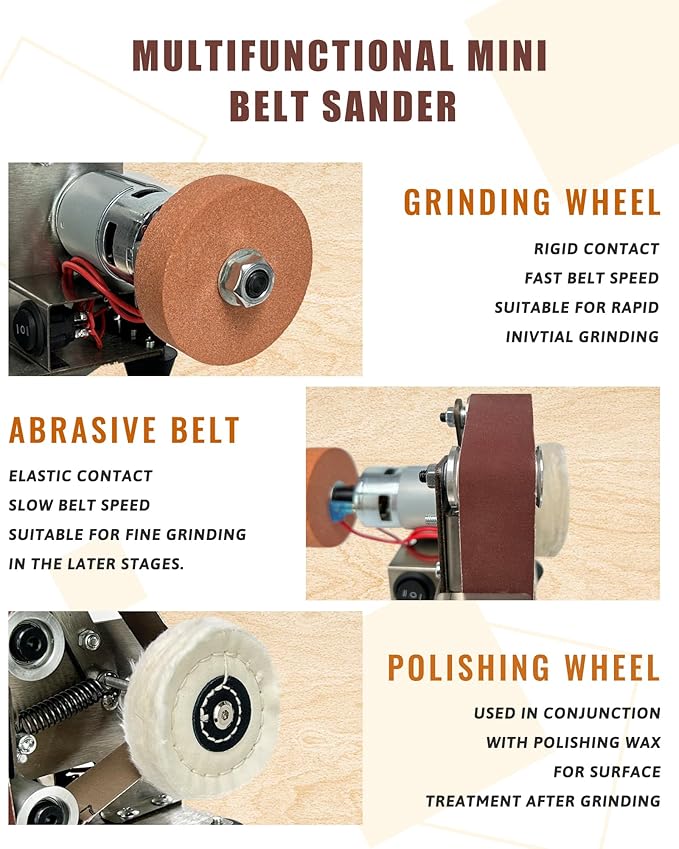 Mini Belt Sander, Electric Sander, Vertical belt sander for knife making, 7 Adjustable Speed Knife Polishing Kit, Power Belt Sanders for Woodworking, DIY (Vertical Mini Belt Sander)