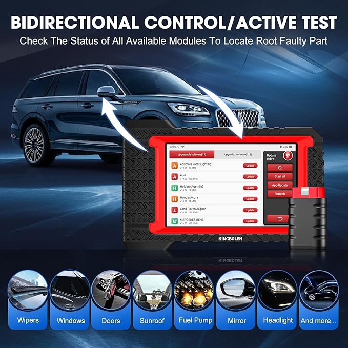 KINGBOLEN K7 OBD2 Scanner Bidirectional Test Full System Bluetooth Diagnostic Scan Tool with ECU Coding, Active Test, 31+ Resets, Autovin, TPMS Relearn, FCA AutoAuth, 3 Years Update