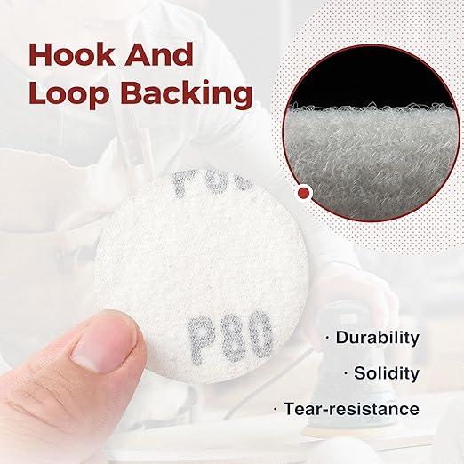 S SATC 2 Inch Hook and Loop Sanding Discs No-Hole Sanding Disc 80 Grit Orbital Sander Pads for Sanders Drill 100PCS Aluminum Oxide Sandpaper Discs for Woodworking Wood Automotive Metal