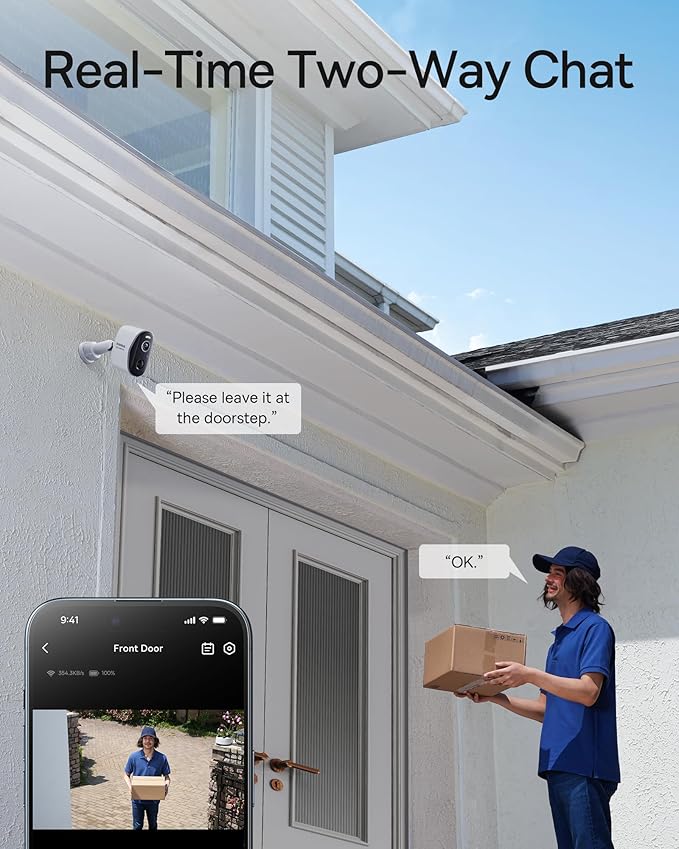 Baseus Wireless Outdoor N1 Add on Security Camera, Requires H1 HomeStation, 2K HD Clarity, 210-Day Battery Life, No Monthly Fee, 145° FOV, Color Night Vision and IP67