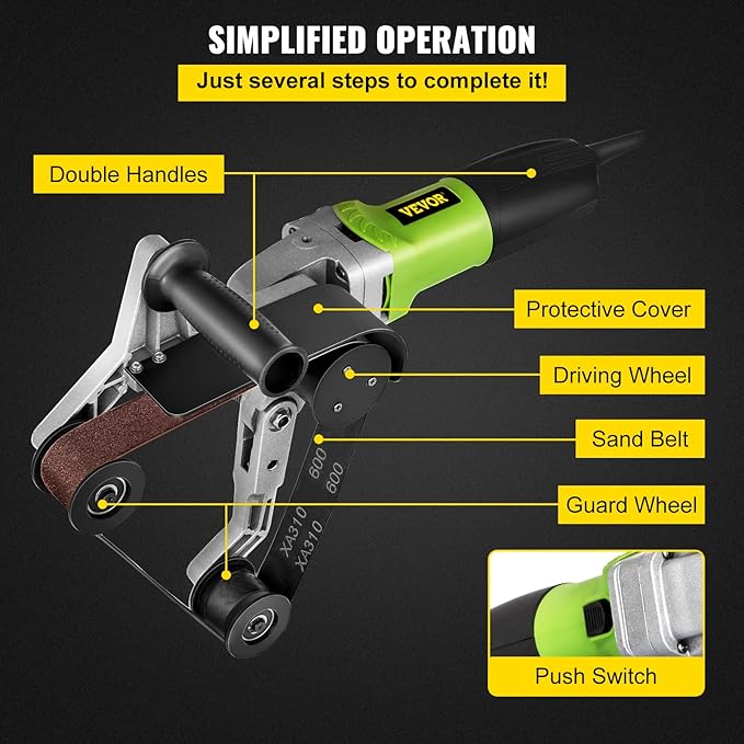 Mophorn Belt Sander 800W 220V Pipe Belt Sander 700-3000 U/Min Tube Belt Sander Polisher Variable Speeds Without Water
