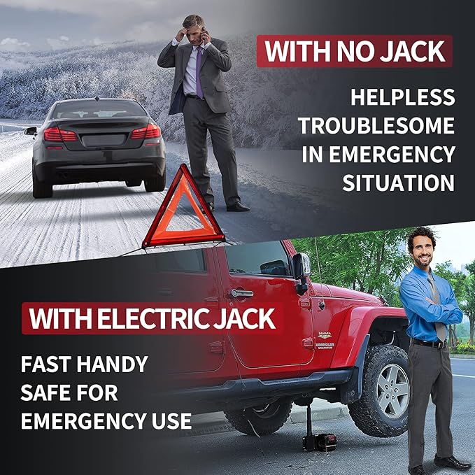 E-HEELP Electric Car Jack Kit 5Ton 12V Hydraulic Car Jack Lift (Lifting Range: 6.1~17.7 inch) with Electric Impact Wrench for SUV MPV Sedan Truck Change Tires Garage Repair
