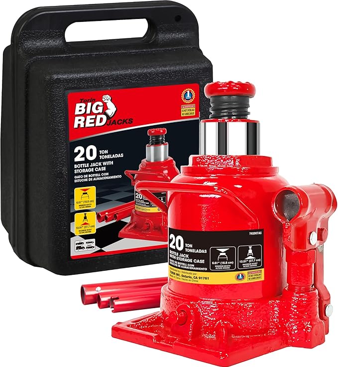 Big Red Hydraulic Bottle Jack with Carrying Case, 20 Ton (40,000 lb) Capacity,T92007S