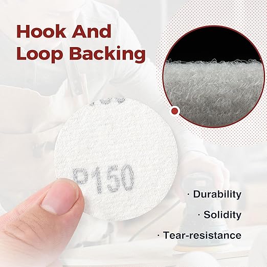 S SATC 2 Inch Sanding Disc Hook and Loop Sandpaper 150 Grit 100PCS Orbital Sander Pads for Sanders Drill Aluminum Oxide Sandpaper Discs for Woodworking Wood Automotive Metal