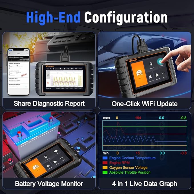 FOXWELL Scanner NT809 Bidirectional Scan Tool, All System Scanner for Car with 30+ Services, ABS/Oil Reset/Injector Coding/Throttle Relearn, OBD2 Scanner Diagnostic Tool with 3 Year Update