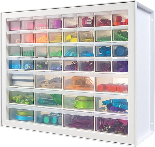 IRIS USA Craft Cabinet Storage, Screw Organizer, Hardware Storage Organizer, 44 Drawer Parts Cabinet, Art Storage Cabinets, Small Parts, Nuts and Bolts, Tool Storage, Scrapbook Art Hobby - White