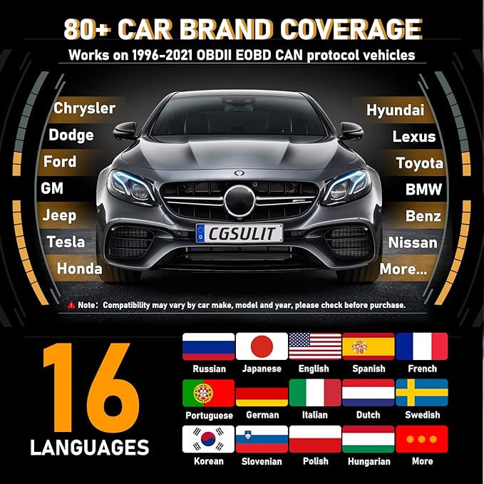 CGSULIT All System OBD2 Scanner, SC860 Code Reader with 8 Services, ABS Bleeding/EPB/Oil/SAS/TPS Reset, Battery Registration, Injector Coding, Car Scanner Diagnostic for All Cars, Free Update