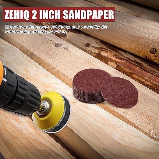 ZEHIQ 120pcs 2 Inch Sandpaper 600 Grit, Hook and Loop Sanding Disc, Alumina Orbital Sander Pads No Hole Sander Attachment Disc for Sanders Drill Grinder and Rotary Tools