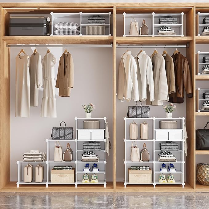 AWTATOS Closet Organizer 6 Cube Storage Shelves Portable Closet Clothes Organizers and Storage Stackable Cubby Shelving for Closet Bedroom Living Room Office White