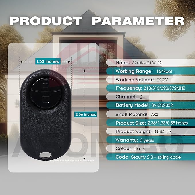 374UT Universal Liftmaster Garage Door Opener Remote (1Pack) 3-Years-Warranty