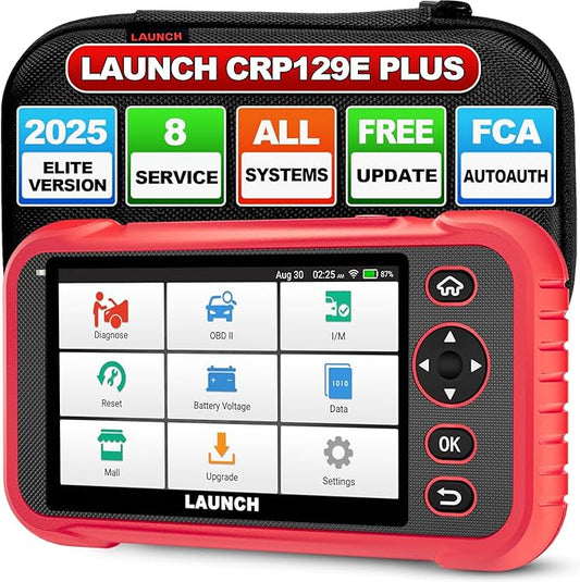 LAUNCH CRP129E Plus OBD2 Scanner, All System Diagnostic Scan Tool, Lifetime Free Update, 8 Reset Oil/TPMS/EPB/SAS/BMS/Throttle Reset, Injector Coding, FCA AutoAuth,Auto VIN, Battery Test for 85+Brand