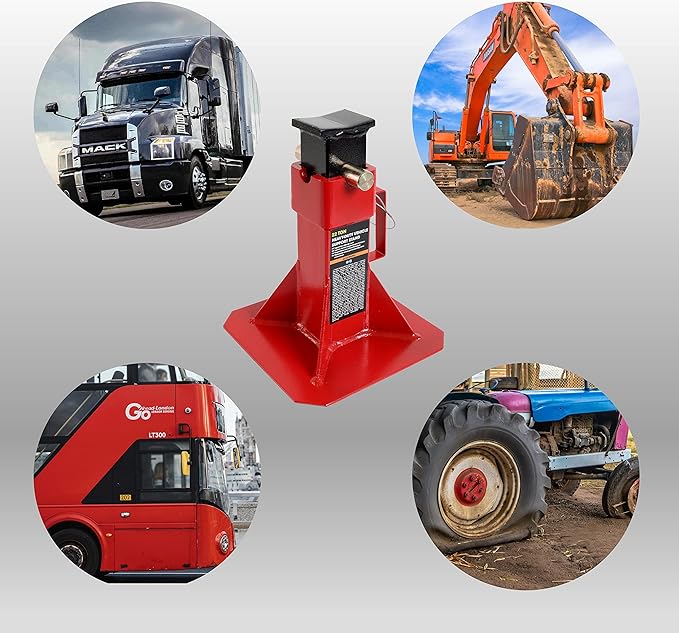 BIG RED ATZ220005R Torin Heavy Duty Pin Type Professional Car Jack Stand with Lock, 22 Ton (44,000 lb) Capacity, Red, 1 Pair