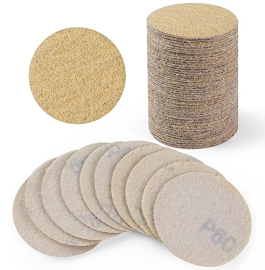S SATC 2 Inch Hook and Loop Sanding Discs 50PCS Sanding Discs 60 Grit Aluminum Oxide Orbital Sander Pads Sandpaper for Sanders Drill,Woodworking Wood,Automotive Paint