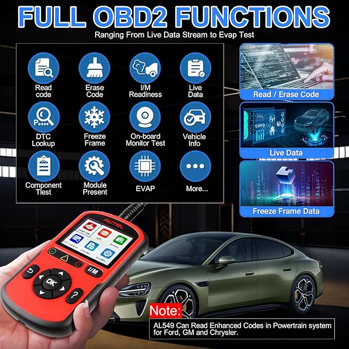 Autel OBD2 Scanner AutoLink AL549, Check Engine Fault OBD2 Diagnostic Tool, Upgraded Ver. of AL519/ AL329 Code Reader with AutoVin, Universal Car Battery Test, OBDII Scan with Live Data