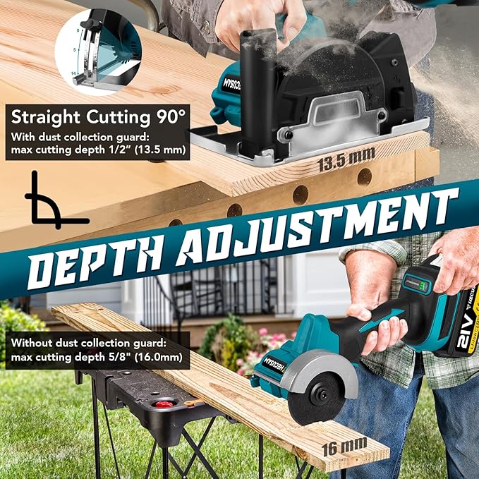 3” Mini Circular Saw, Multifunctional Metal Cutting Saw, Cordless Chop Saw with 2 x 4.0Ah Battery & Cut Off Wheels, Cut Off Tools for Tiles, Woodworking, Soft Metal, Plastic